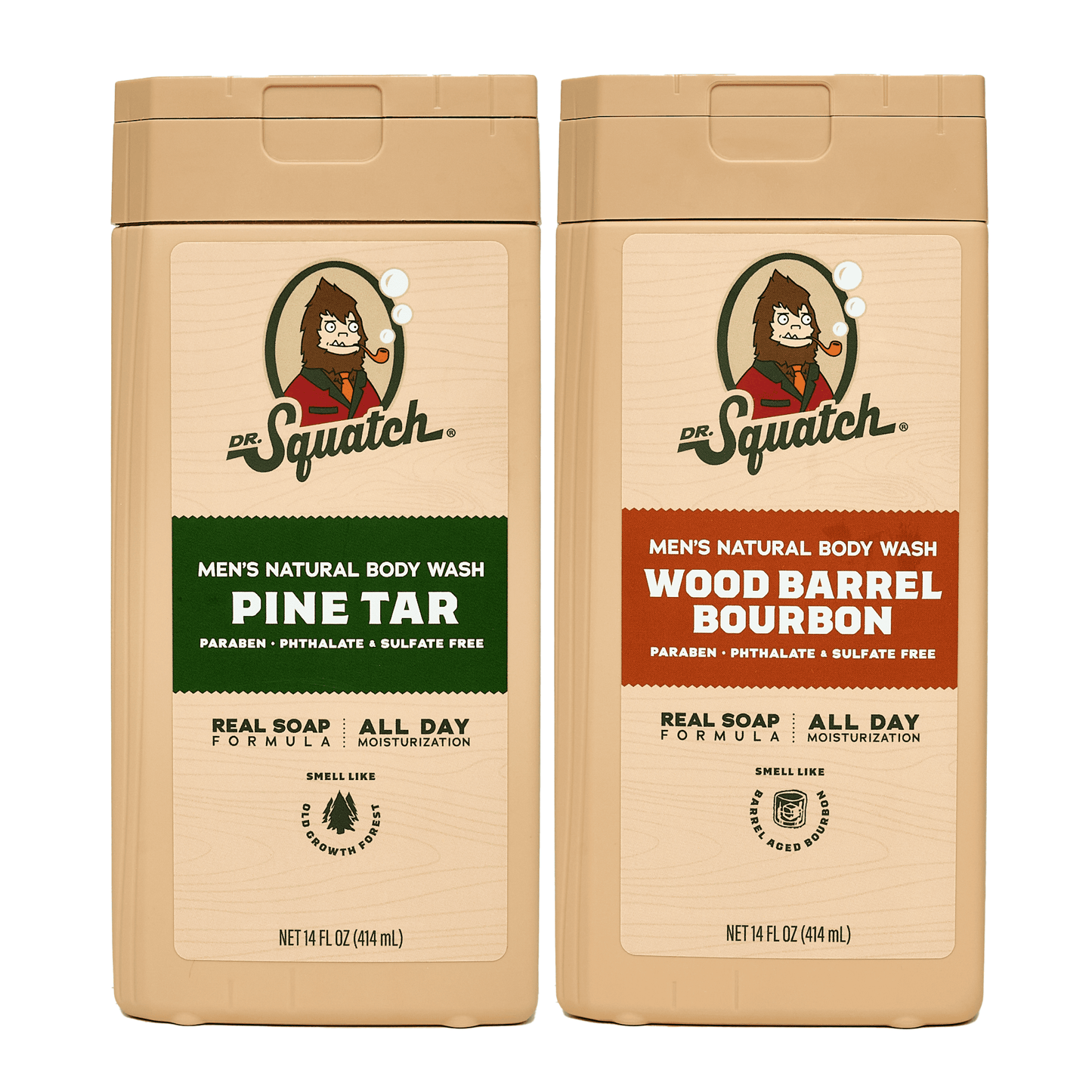 Natural Body Wash for Men - Non-Exfoliating - Pine Tar + Wood Barrel Bourbon