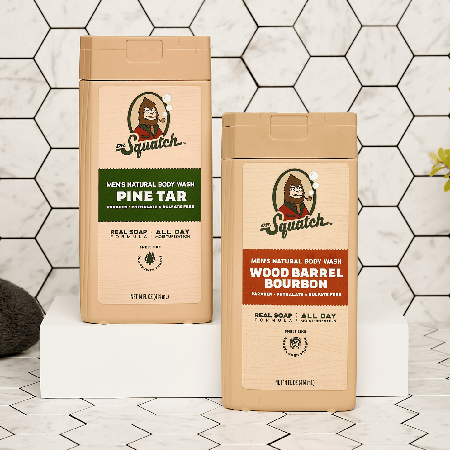 Natural Body Wash for Men - Non-Exfoliating - Pine Tar + Wood Barrel Bourbon