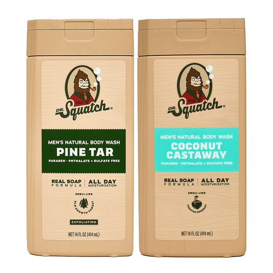 Natural Body Wash for Men - Exfoliating and Non-Exfoliating - Pine Tar + Coconut Castaway