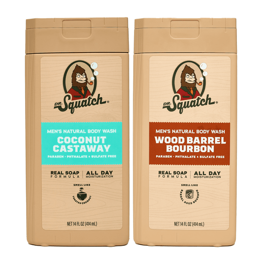 Natural Body Wash for Men - Non-Exfoliating - Coconut Castaway + Wood Barrel Bourbon