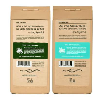 Natural Body Wash for Men - Exfoliating and Non-Exfoliating - Pine Tar + Coconut Castaway