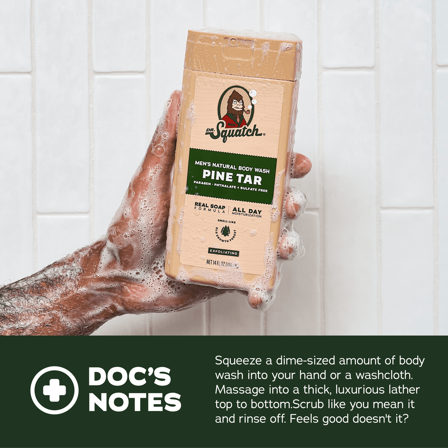 Natural Body Wash for Men - Exfoliating and Non-Exfoliating - Pine Tar + Coconut Castaway