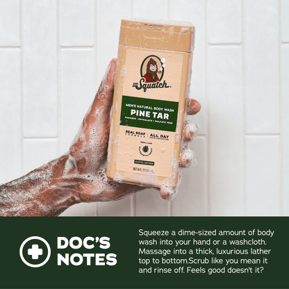 Natural Body Wash for Men - Exfoliating and Non-Exfoliating - Pine Tar + Coconut Castaway