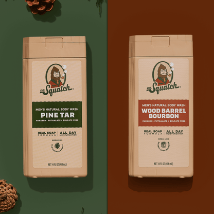 Natural Body Wash for Men - Non-Exfoliating - Pine Tar + Wood Barrel Bourbon