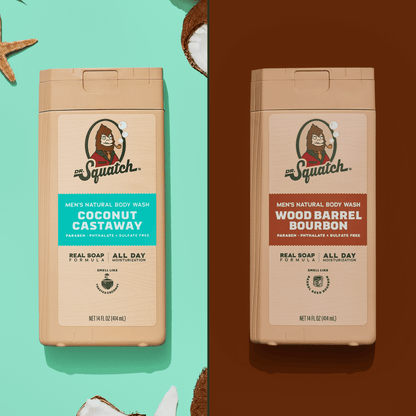Natural Body Wash for Men - Non-Exfoliating - Coconut Castaway + Wood Barrel Bourbon