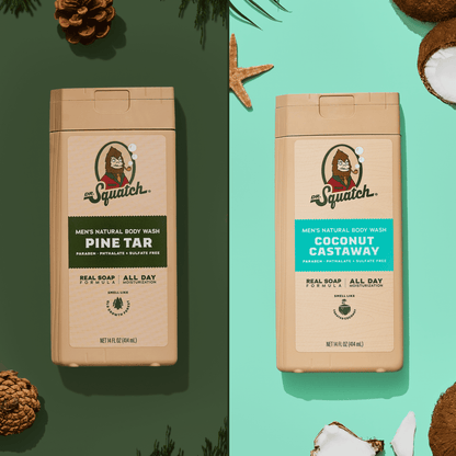 Natural Body Wash for Men - Exfoliating and Non-Exfoliating - Pine Tar + Coconut Castaway