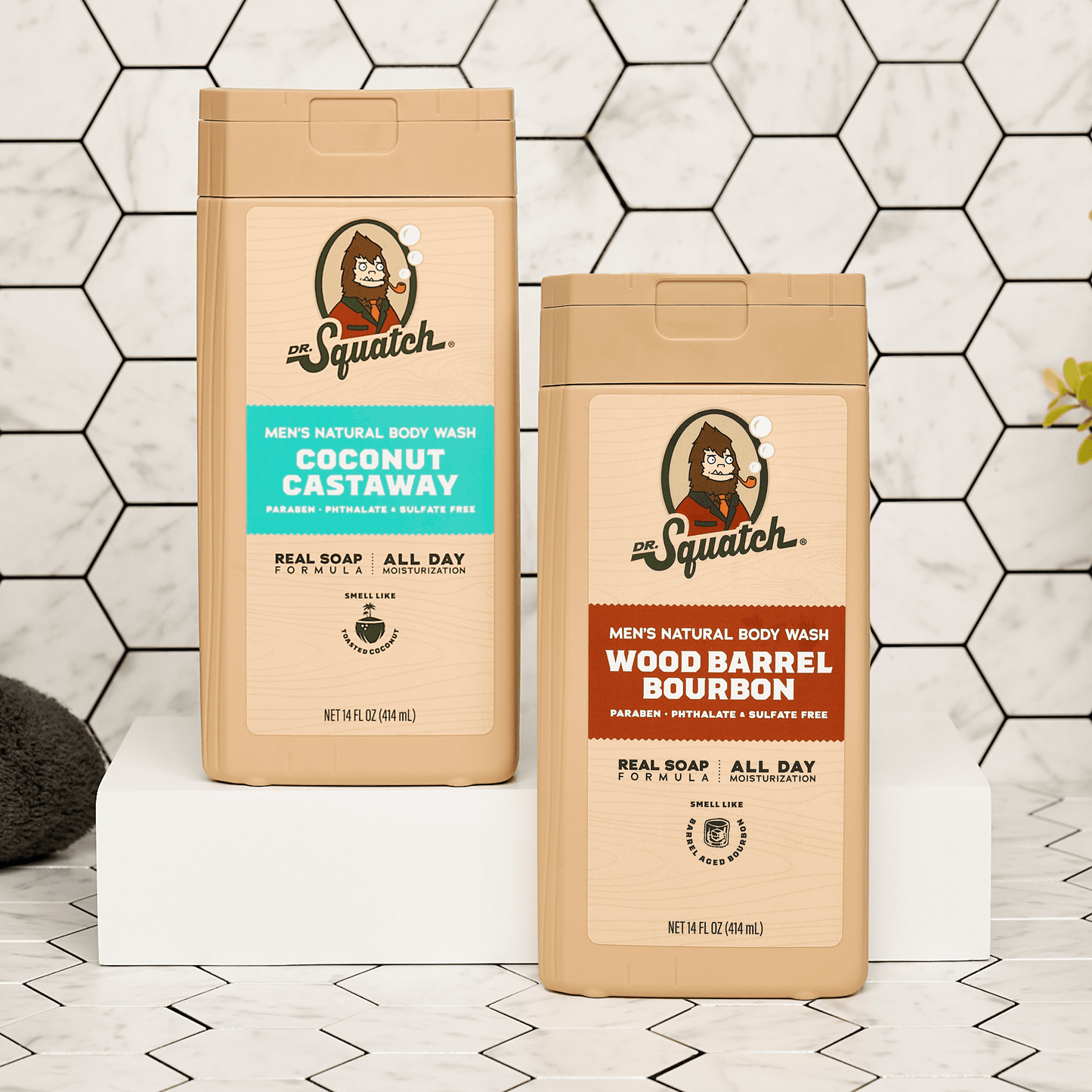 Natural Body Wash for Men - Non-Exfoliating - Coconut Castaway + Wood Barrel Bourbon